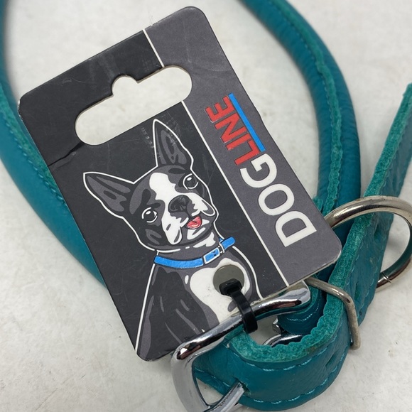 NWT Dog Line Group Rounded Teal Leather Dog Collar -  22”-25” - Picture 4 of 8